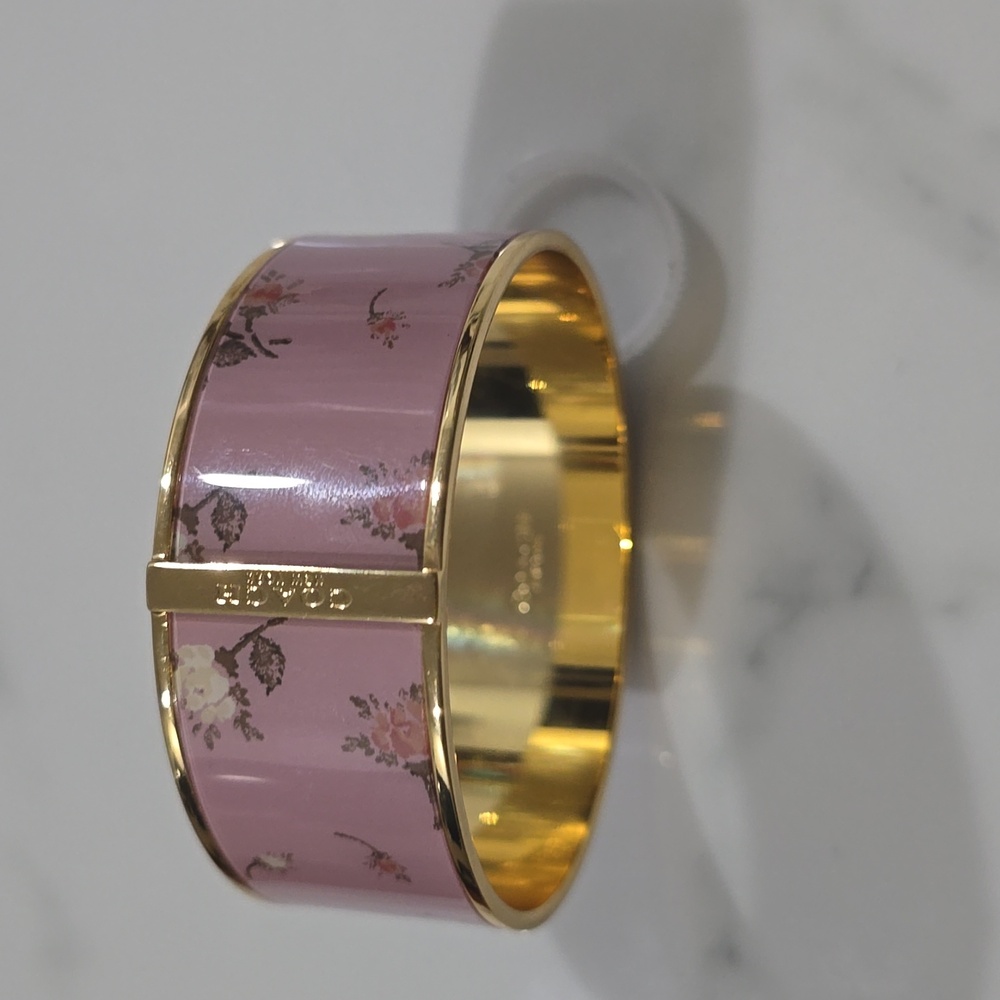 Coach Pink and Gold Enamel Bangle Bracelet